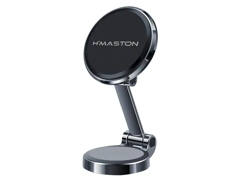 Carregador veicular sem fio H'MASTON com suporte magnético para celular, design moderno e prático para uso diário. Ideal para carregar seu smartphone com facilidade e segurança no carro.