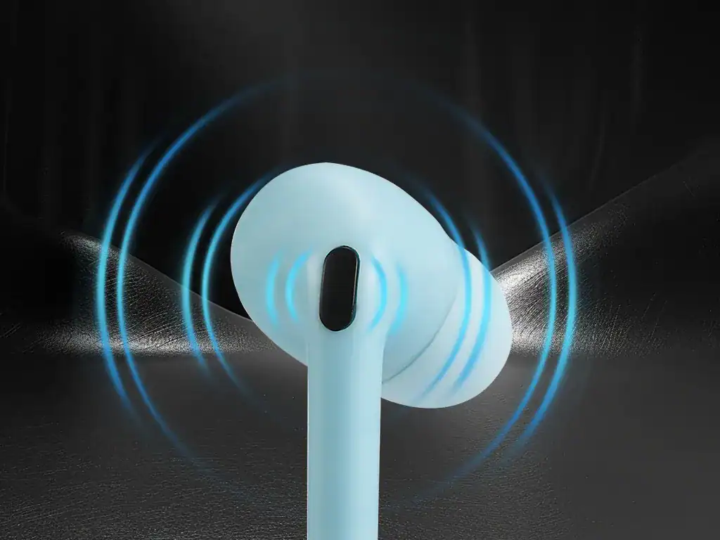 Fone de ouvido sem fio com tecnologia Bluetooth em destaque.