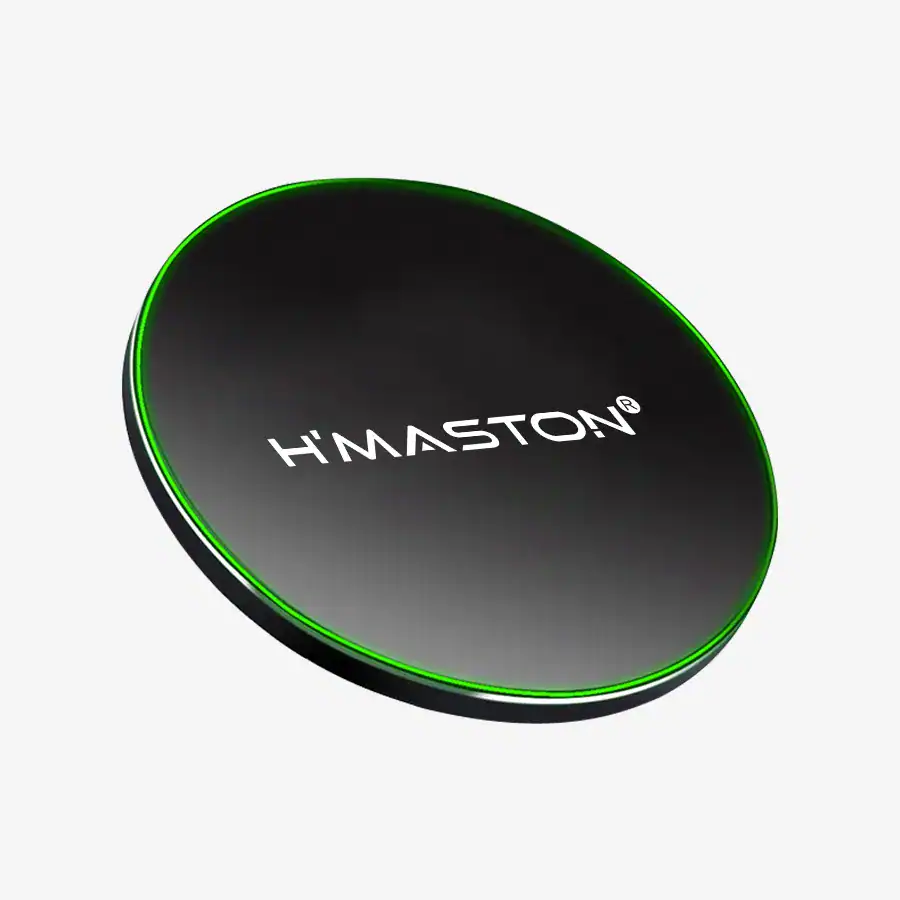 Controle de câmera sem fio H'MASTON com iluminação LED verde.