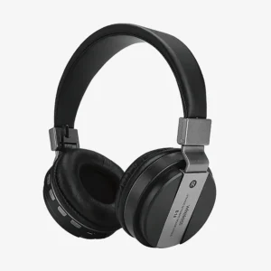 Wireless headphone preto com almofadas acolchoadas e ajustáveis, ideal para conforto e qualidade sonora em chamadas e músicas.