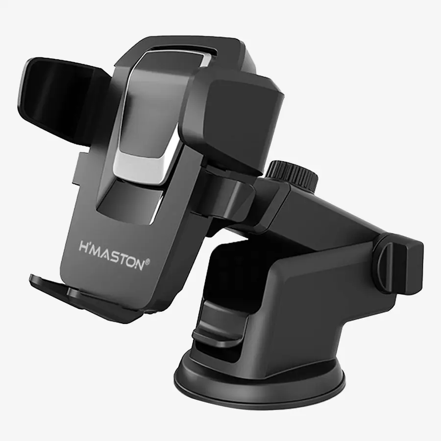 Controle de celular veicular com suporte ajustável para fixação segura, compatível com diversos modelos de smartphones para uso durante viagens e direção segura.
