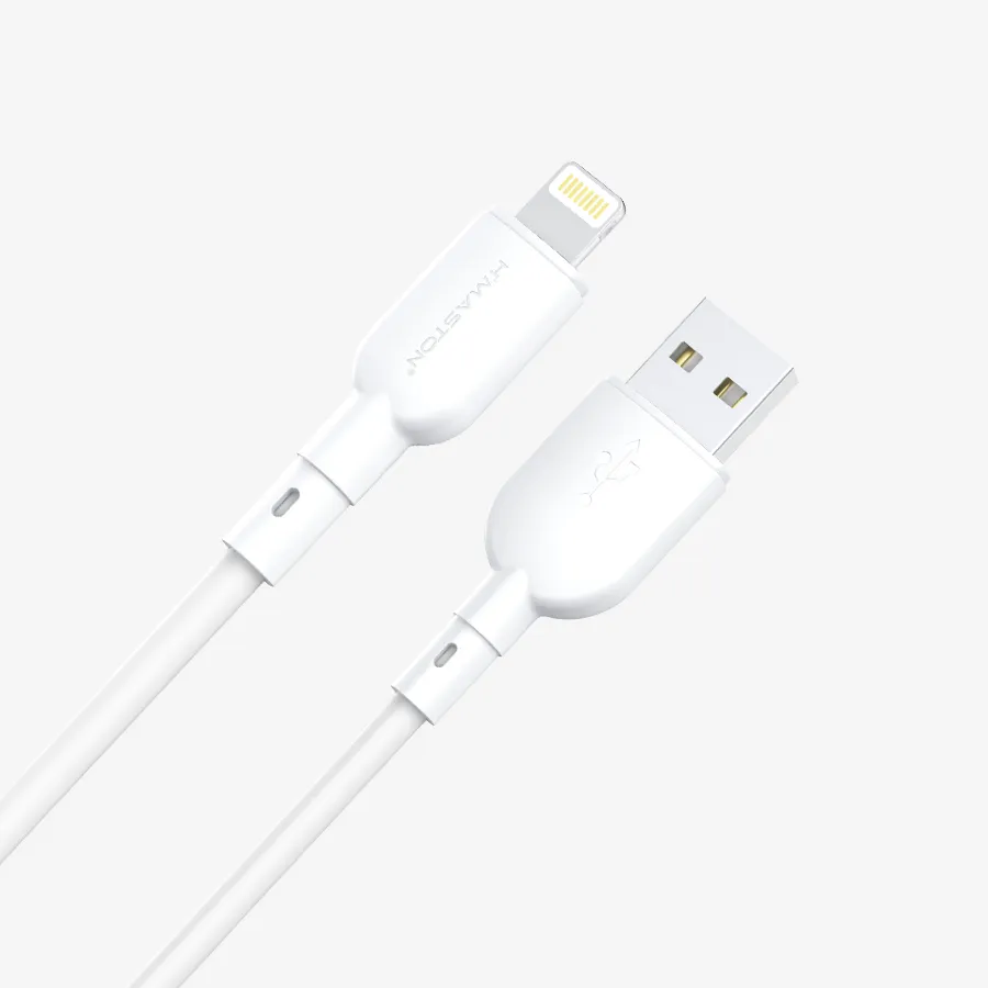 Cabos usb lightning brancos para carregamento e dados, compatíveis com iPhone, iPad e dispositivos Apple, alta qualidade e durabilidade.