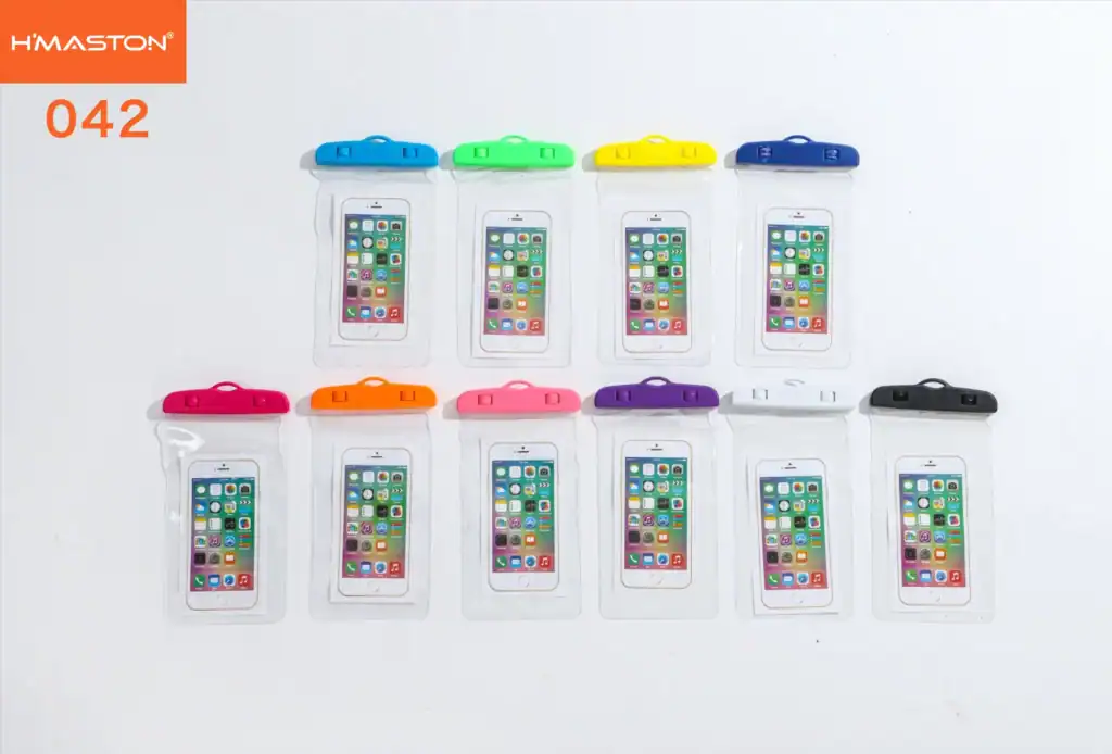Capa de proteção de silicone colorida para celulares, estilo bolsa plástica transparente com fecho em várias cores. Perfeita para proteger seu smartphone contra água, sujeira e impactos.