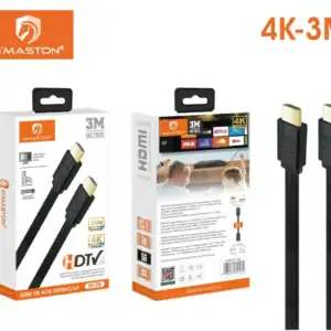 Cabo HDMI 4K-3M de alta definição, compatível com TV, monitor, jogos e dispositivos de alta resolução, ideal para streaming e transmissão de alta qualidade.