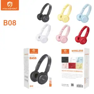 Fone de ouvido sem fio H'Maston B08 com design moderno e cores variadas, perfeito para quem busca conforto e qualidade em áudio sem fio. Ideal para uso diário, esportes ou trabalho.