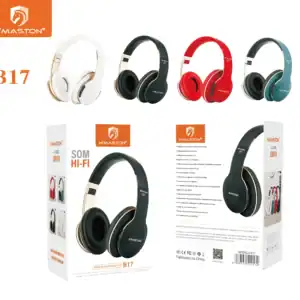 Fone de ouvido sem fio H'Maston B17 com design moderno, cores variadas e tecnologia Bluetooth, ideal para áudio de alta qualidade e liberdade de movimento.
