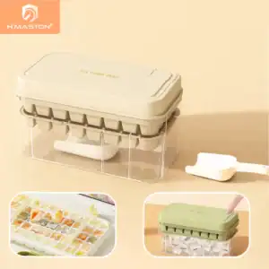 Frascos de gelo com tampas em cores neutras, prática de armazenamento de gelo, utensílios de cozinha elegantes, design compacto e funcional, aliado à qualidade H'Maston para conservar alimentos e bebidas.