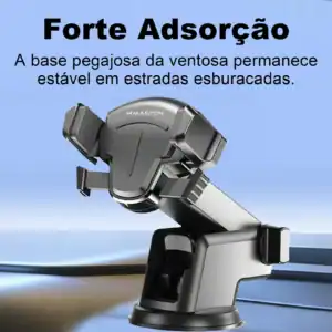 Foneio-adesivo-hmaston-suporte-viagem-adeus-carro, suporte de celular veicular com forte adesão e estabilidade, ideal para uso em carros, com design compacto e resistente para viagens e condução segura, promovendo praticidade e segurança no trânsito.