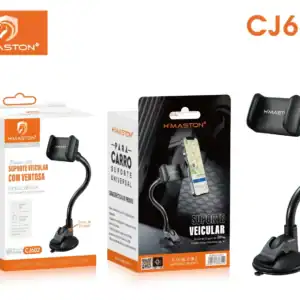 Suporte veicular para carro ajustável com ventosa, ideal para fixar celular e navegação GPS, fácil de instalar e com design moderno, compatível com diversos modelos de smartphones.