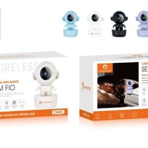 Câmera inteligente sem fio H'Maston, monitoramento remoto em tempo real, ideal para segurança residencial e infantil, conexão via app e vídeo HD.