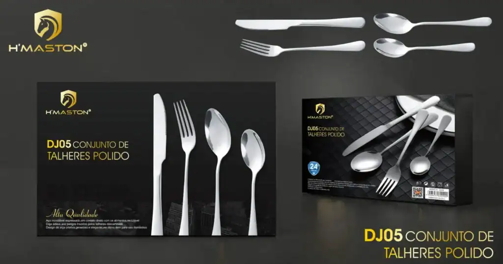 Conjunto de talheres polidos da H'Maston, conjunto com design elegante e resistente para uso doméstico e eventos especiais.