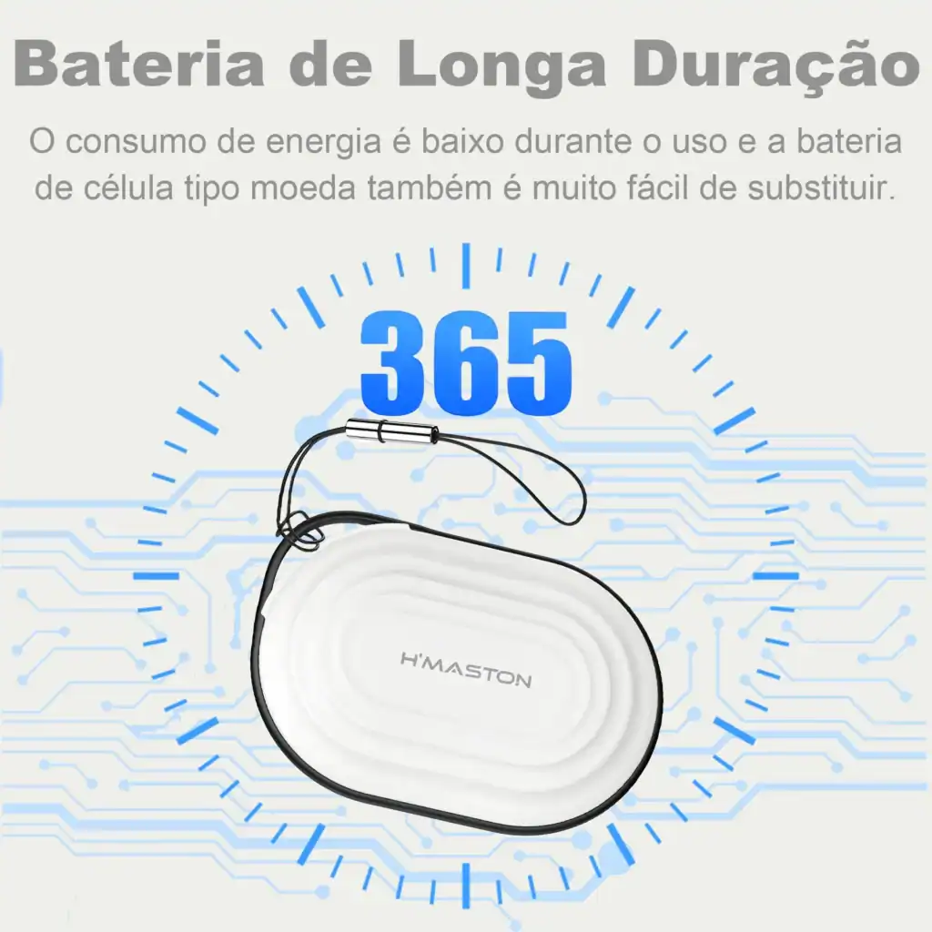 Bateria de longa duração H'Maston para aparelhos eletrônicos, com até 365 dias de uso, ideal para substituir baterias convencionais por sua tecnologia eficiente e econômica.