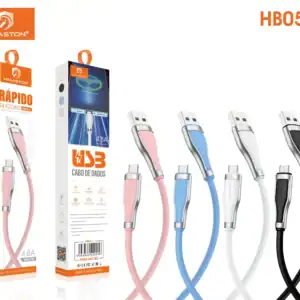 Cabos de carregamento USB H'Maston de alta velocidade em várias cores, compatíveis com micro USB, para smartphones e dispositivos eletrônicos, oferecendo carregamento rápido e durabilidade.