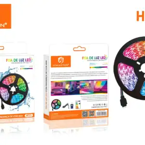 Controle remoto para fita de luz LED com mudança de cor RGB, compatível com aplicativo de smartphones, ideal para decoração e ambientes internos.