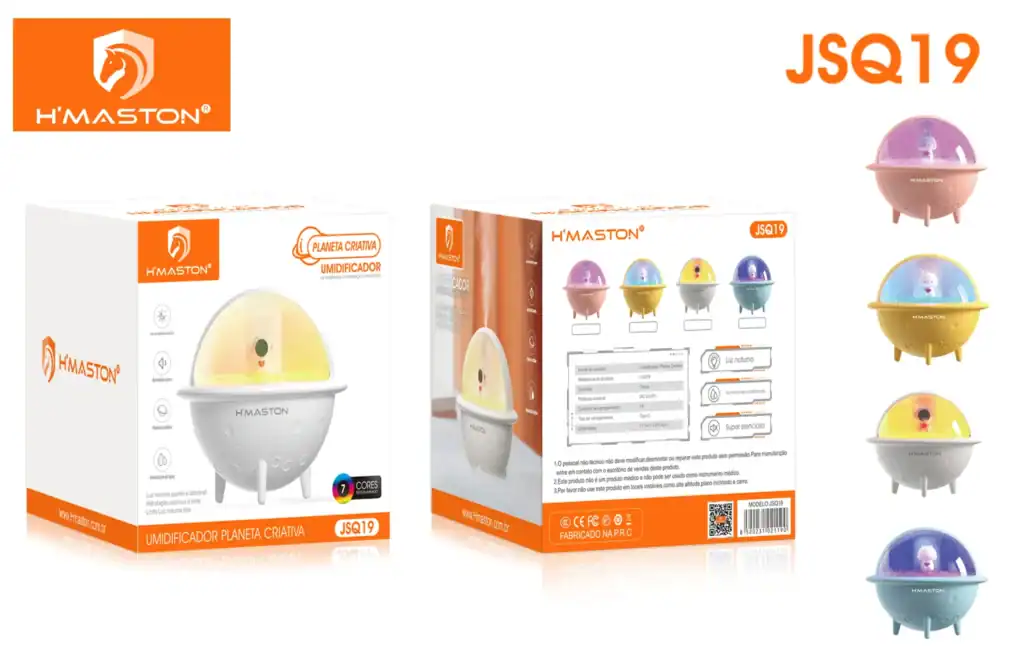 Brinquedo umidificador de planeta criativa com luz noturna para quarto de criança da H'Maston, disponível em várias cores alegres e divertidas.
