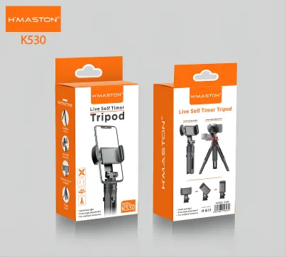 Tripé para celular H'MASTON K530, suporte robusto para vídeos e fotos com controle de altura, compatível com smartphones e câmeras, ideal para fotos e vídeos de alta qualidade.
