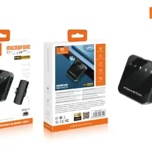 "Microfone sem fio HMaston MK14 para transmissão de áudio de alta qualidade, compatível com Bluetooth, ideal para gravações profissionais e eventos ao vivo.".