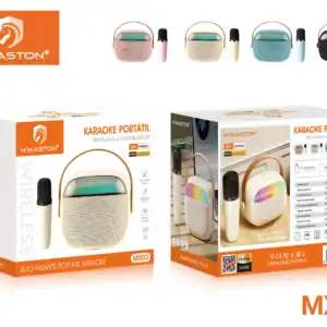 Som portátil de karaokê Bluetooth, microfone sem fio, alto-falante portátil com qualidade de som HD e bateria de longa duração para diversão em qualquer lugar.
