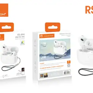 Fones de ouvido sem fio H’Maston RS21 com estojo de carregamento, áudio de alta qualidade, design confortável, perfeito para atividades diárias e esportes.