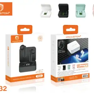 Fone de ouvido Bluetooth sem fio com carregador inteligente, resistente até 6 horas de uso, ideal para streaming e chamadas, disponível em diversas cores na H'Maston.