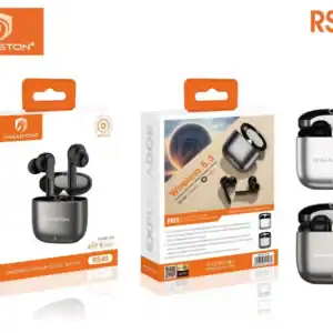 Fone de ouvido sem fio H'MASTON com case portátil, tecnologia Bluetooth 5.3, bateria de longa duração e som de alta qualidade para uso cotidiano.