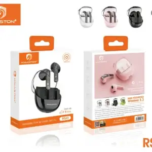 Água de ouvido sem fio H'MASTON RS41 com tecnologia Bluetooth 5.3, design moderno, resistência de até 6 horas, ideal para música, chamadas e uso diário.
