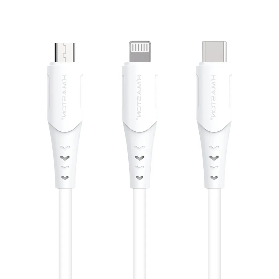 Cabos de carregador magnético para celular, compatíveis com iPhone, Android e USB-C, design prático e rápido para carregamento eficiente, H'Maston.