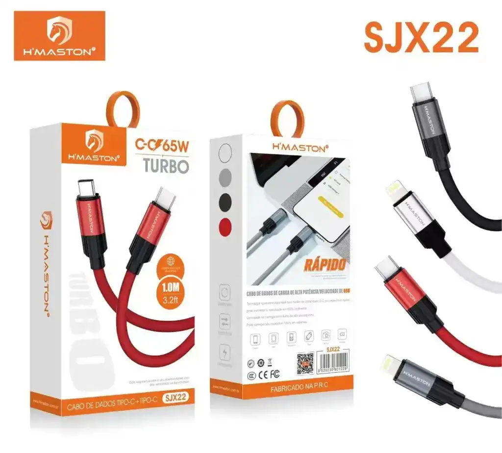 HDMI H'MASTON, cabo de dados para carregamento rápido e transferência, compatível com dispositivos móveis, alta qualidade, resistência e velocidade, ideal para smartphones.