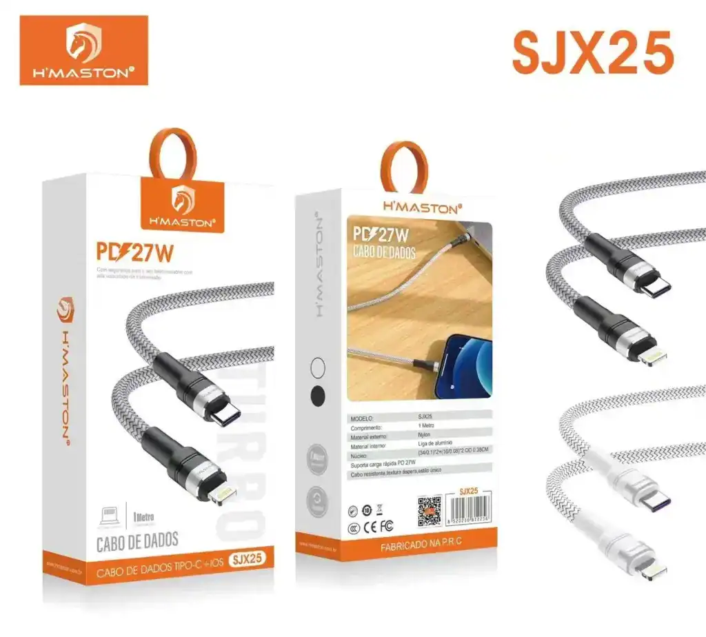 Cabo de dados USB Type-C para iOS e Android, compatível com dispositivos móveis, com design resistente e alta velocidade de transmissão. Ideal para conexão de smartphones e tablets.
