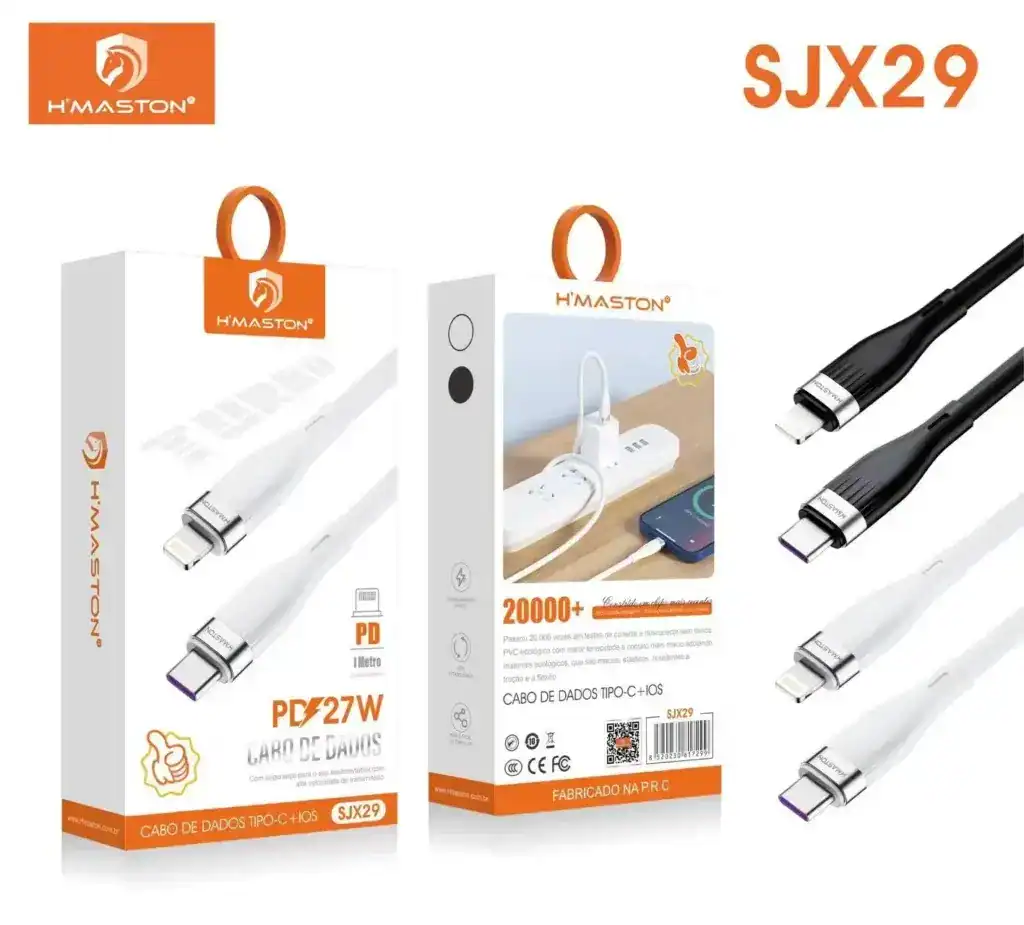 Cabo de dados USB Tipo C para iPhone e dispositivos compatíveis, alta velocidade de carregamento e transmissão, com qualidade H'MASTON.