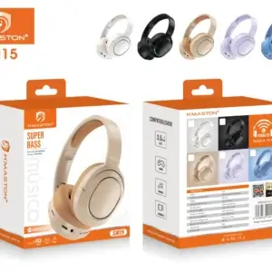 Fone de ouvido sem fio H'MASTON SN15 com som de alta qualidade, design elegante e compatibilidade com Bluetooth 5.3, ideal para uso diário e esportes, disponível em várias cores.