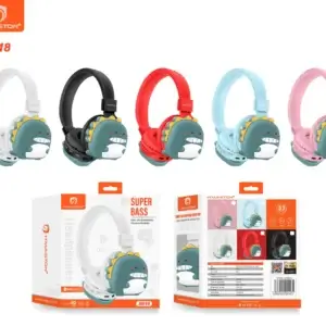 Fone de ouvido infantil H'MASTON com design divertido de dinossauro, disponível em várias cores, ideal para crianças, com tecnologia Bluetooth, bateria de longa duração e alto-falante com som de alta qualidade.