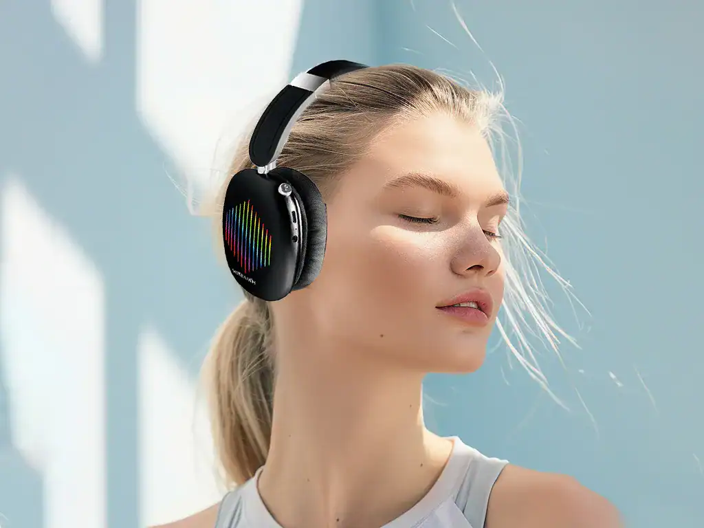 Fones de ouvido Bluetooth com som de alta qualidade, design moderno e conforto, ideais para música, chamadas e atividades físicas. Perfeito para quem busca tecnologia e estilo.