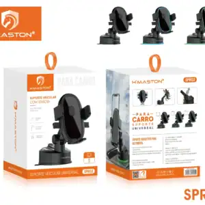 Suporte veicular universal para carro com ventosa, compatível com smartphones e GPS, fácil de instalar e remover, com rotação de 360 graus para melhor domínio do aparelho.