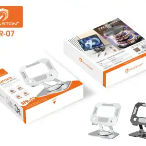 Suporte metálico dobrável para celular, compatível com telas até 10 polegadas, fácil de transportar e usar em diferentes ambientes. Produto resistente, com acabamento em metal de alta qualidade.