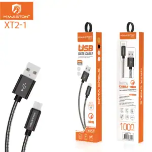 Cabo USB H'Maston XT2-1 para carregamento e transferência de dados, compatível com diversos dispositivos eletrônicos.