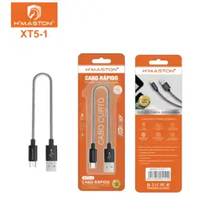 Cabo rápido H'Maston XT5-1, suporte para carga super rápida, compatível com diversos dispositivos, alta resistência e segurança na transmissão de energia, ideal para celular e tablet.