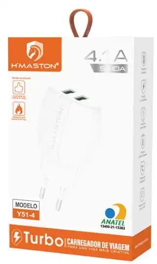 Carregador portátil Y51-4 H'Maston, compatível com diversos dispositivos, carga rápida, design compacto, com tecnologia Turbo para viagens.