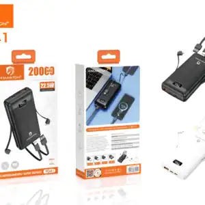 Super carregador portátil H'MASTON YD41 com alta capacidade de 20000mAh, compatível com smartphones, tablets e dispositivos USB, ideal para recarga rápida e em movimento.