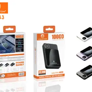 Bateria portátil sem fio H'MASTON YD43, carregamento rápido e alta capacidade de 10000mAh para dispositivos móveis, com design compacto e resistente.