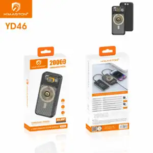 Power bank portátil H'MASTON YD46 com carga rápida, bateria de 2000mAh, compatível com smartphones e tablets, design compacto e durável, ideal para uso em movimento.