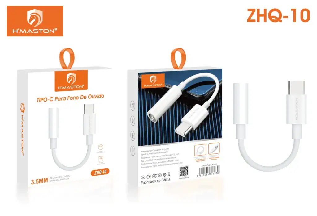 Adaptador de áudio Type-C para fone de ouvido, compatível com smartphones com entrada USB-C, acessórios de tecnologia H'MASTON.