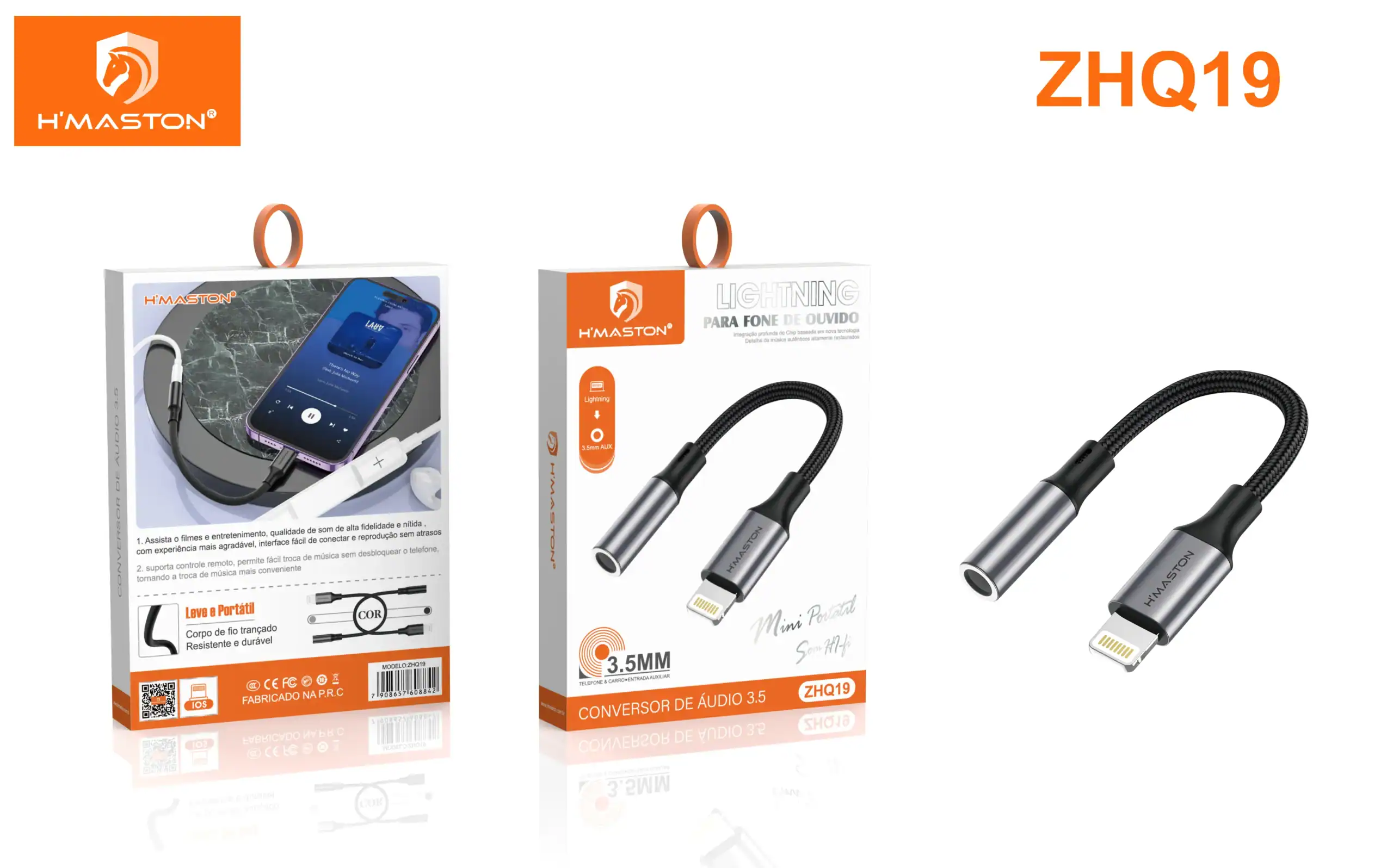 HMaston ZHQ19 Adaptador Lightning para P2 Fone de Ouvido