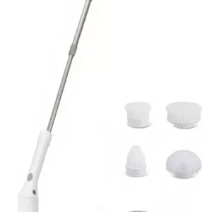 Robô de limpeza com vários acessórios de limpeza para pisos e superfícies, ideal para limpeza doméstica eficiente e prática.