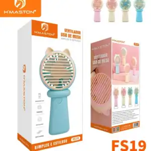 Ventilador USB de mesa H'Maston, design compacto e estiloso, portátil e fácil de usar, ideal para resfriar ambientes pequenos com praticidade e estilo, disponível em várias cores.