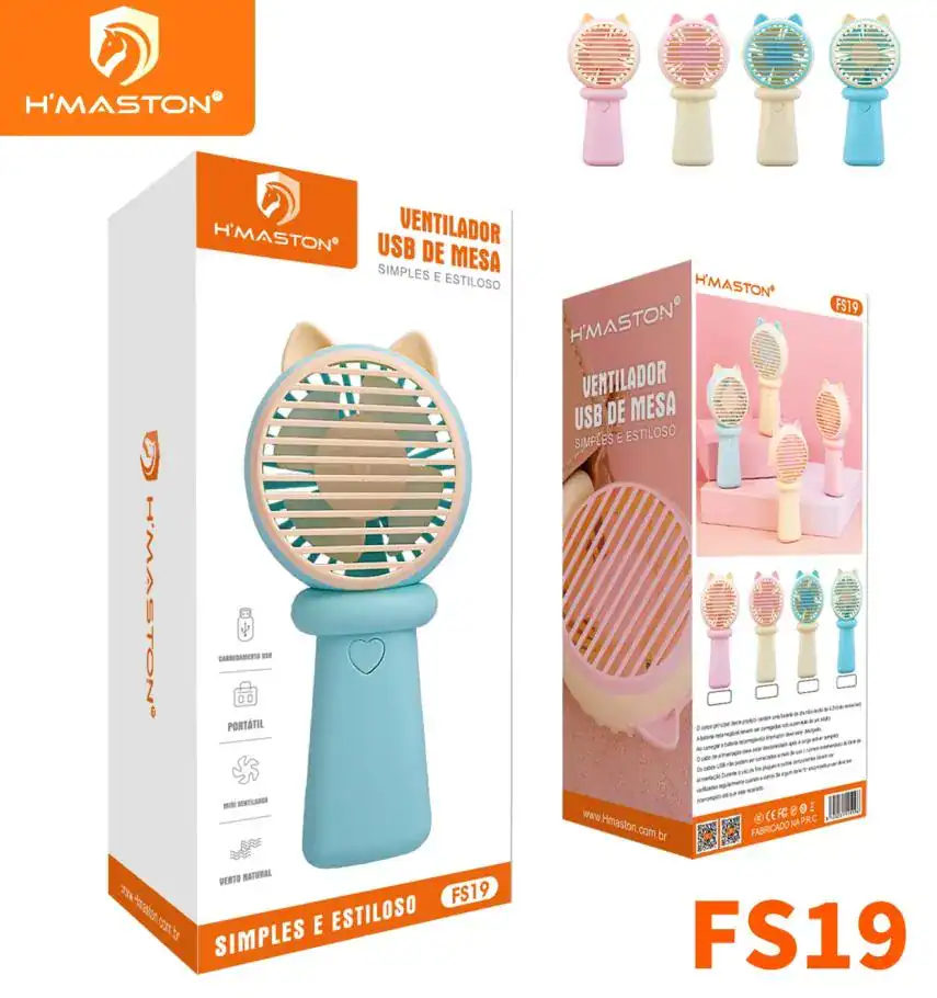 Ventilador USB de mesa H'Maston, design compacto e estiloso, portátil e fácil de usar, ideal para resfriar ambientes pequenos com praticidade e estilo, disponível em várias cores.