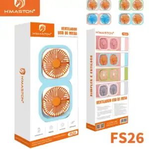 Ventilador USB de mesa H'Maston, portátil, compacto e estiloso para resfriar ambientes com tecnologia de alta performance.