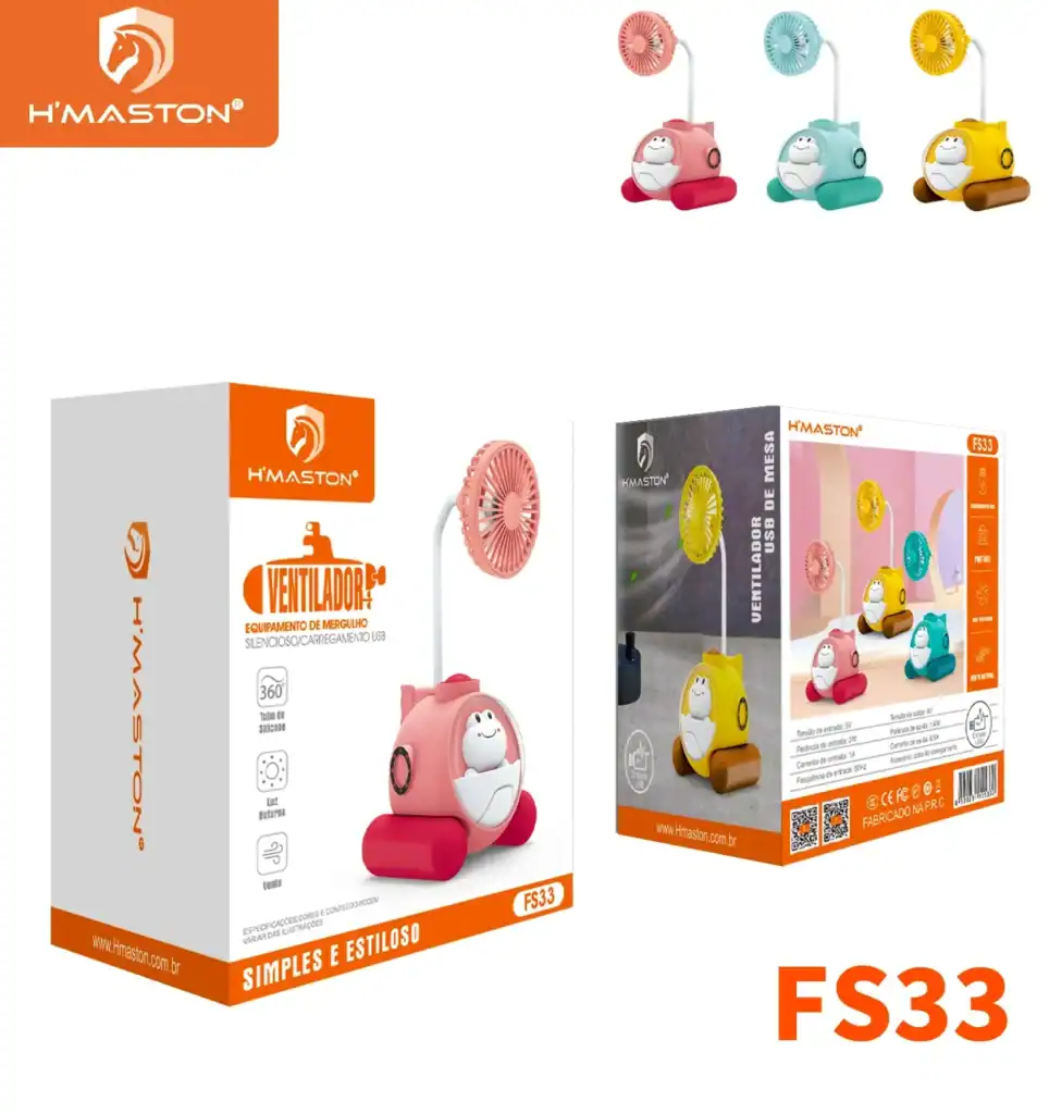 Ventilador USB para mesa em cores variadas com design divertido e compacto, ideal para resfriar em escritórios ou ambientes pequenos, fácil de usar e portátil.