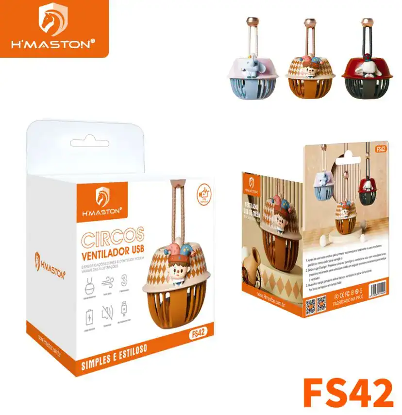 Luminária de parede USB com design divertido de circo, ideal para decoração infantil. Produto portátil, com ventilador embutido, fácil de usar e perfeito para quartos de crianças.