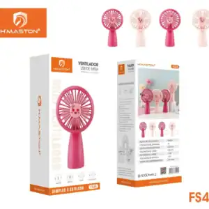 Ventilador USB de mesa H'Maston, portátil e com design fofo de rosto de animal rosa e branco, ideal para escritórios e quartos, com tecnologia segura e fácil de usar.